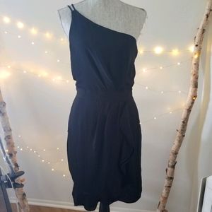 BCBGeneration BLACK One Shoulder 100% silk Tulip Dress
